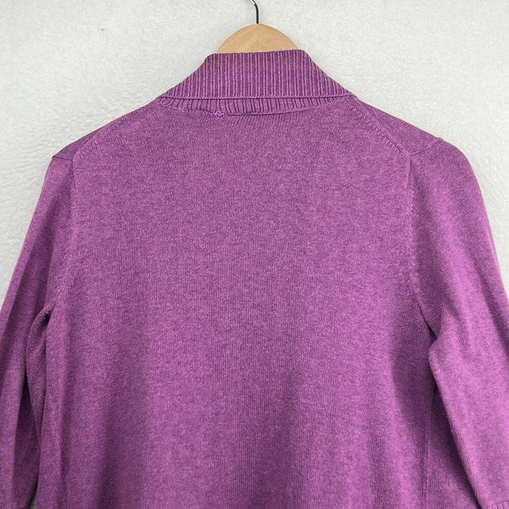 EILEEN FISHER Sweater S Organic Cotton Cardigan Open Front 3/4 Sleeve Purple - Picture 9 of 15